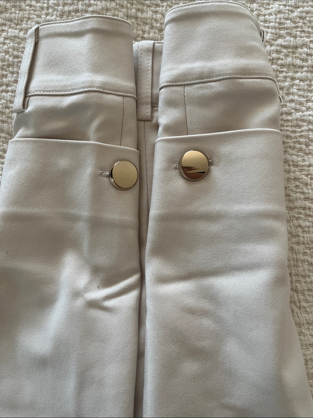 bebe High-Rise Cream Utility Shorts with Gold Buttons - Picture 5 of 5